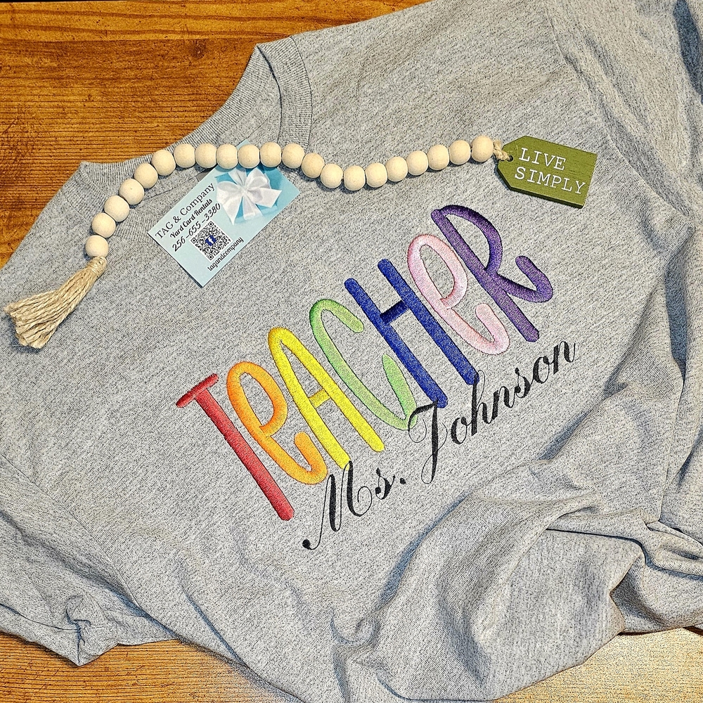 Custom Embroidered Teacher Graphic T-Shirt